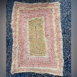 Handmade crocheted rag rug bathroom mat 29x20